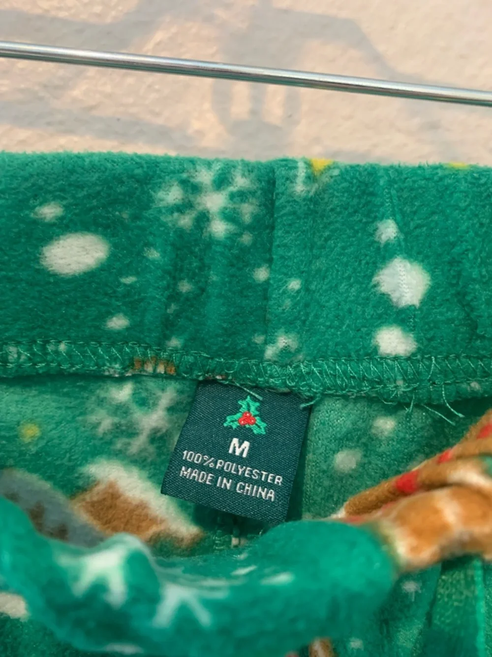 Green Holiday Pajama. 2 Pants with Santa & Gingerbread Print NWOT  1 Lg / 1 Med.